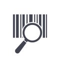 Barcode icon isolated sign symbol with magnifying glass. Flat line style for app, web and digital design Royalty Free Stock Photo